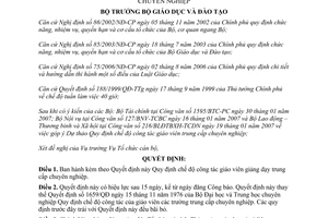 Quyết định 18/2007/QĐ-BGDĐT quy định chế độ công tác giáo viên giảng dạy trung cấp chuyên nghiệp