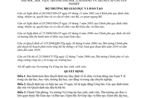 Quyết định 17/2007/QĐ-BGDĐT quy định tổ chức hoạt động trạm y tế đại học học viện cao đẳng trung cấp chuyên nghiệp