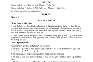 Nghị định 85/2007/NĐ-CP hướng dẫn luật quản lý thuế