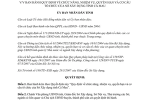 Quyết định 23/2007/QĐ-UBND chức năng nhiệm vụ quyền hạn tổ chức Sở Xây dựng Cà Mau