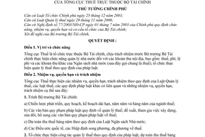 Quyết định 76/2007/QĐ-TTg quy định chức năng, nhiệm vụ, quyền hạn cơ cấu tổ chức Tổng cục Thuế thuộc Bộ Tài chính