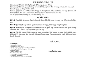 Quyết định 77/2007/QĐ-TTg Quy chế phát ngôn cung cấp thông tin cho báo chí