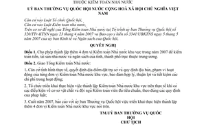 Nghị quyết 1123/NQ-UBTVQH11 thành lập thêm 4 đơn vị kiểm toán nhà nước Khu vực trực thuộc kiểm toán nhà nước