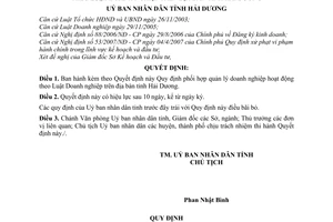 Quyết định 1910/2007/QĐ-UBND  phối hợp quản lý doanh nghiệp