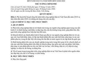 Quyết định 75/2007/QĐ-TTg phê duyệt Kế hoạch tổng thể phát triển công nghiệp điện tử Việt Nam đến năm 2010 tầm nhìn đến  2020