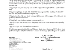 Thông báo 226/TB-BTC tỷ giá hạch toán ngoại tệ tháng 06/2007