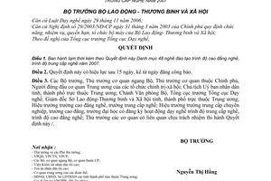 Quyết định 16/2007/QĐ-BLĐTBXH tạm thời Danh mục 48 nghề đào tạo trình độ cao đẳng trung cấp nghề năm 2007