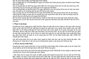 Thông tư 55/2007/TT-BTC hướng dẫn miễn thuế thu nhập cá nhân chuyên gia nước ngoài thực hiện chương trình dự án viện trợ phi CP nước ngoài VN