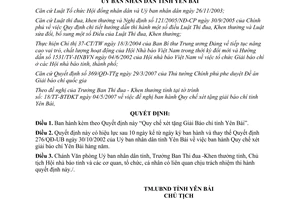 Quyết định 760/2007/QĐ-UBND về Quy chế xét tặng Giải Báo chí tỉnh Yên Bái