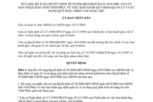 Quyết định 25/2007/QĐ-UBND sửa đổi Quỹ phát triển tài năng trẻ Vĩnh Phúc