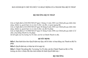 Quyết định 764/QĐ-BTP quy chế tổ chức hoạt động Thanh tra Bộ Tư pháp
