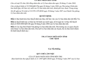 Quyết định 21/2007/QĐ-UBND Quy chế làm việc Uỷ ban nhân dân