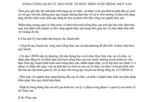 Chỉ thị 13/2007/CT-UBND quản lý nhà nước về nuôi trồng thủy sản An Giang