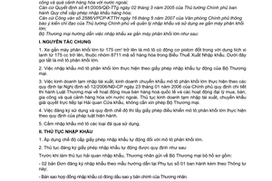 Thông tư 06/2007/TT-BTM hướng dẫn nhập khẩu xe gắn máy phân khối lớn 175 cm3 trở lên