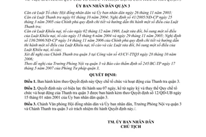 Quyết định 06/2007/QĐ-UBND Quy chế tổ chức hoạt động của Thanh tra quận 3