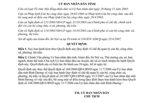 Quyết định 48/2007/QĐ-UBND chế độ quản lý cán bộ công chức xã phường thị trấn