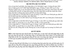 Quyết định 40/2007/QĐ-BTC mức thuế suất nhập khẩu mặt hàng thuộc nhóm 2710 Biểu thuế nhập khẩu ưu đãi