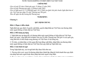 Nghị định 90/2007/NĐ-CP quyền xuất nhập khẩu của thương nhân nước ngoài không có hiện diện tại Việt Nam
