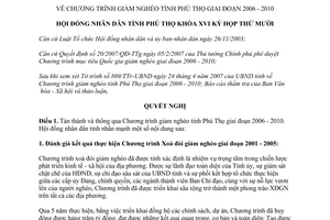 Nghị quyết 100/2007/NQ-HĐND chương trình giảm nghèo Phú Thọ 2006 2010