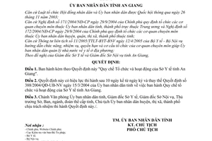 Quyết định 24/2007/QĐ-UBND Quy chế tổ chức hoạt động Sở Y tế tỉnh An Giang