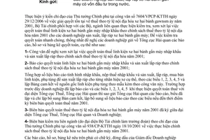 Công văn  3157/TCHQ-KTTT  Quyết toán thuế theo tỷ lệ nội địa hóa xe hai bánh gắn máy  2001
