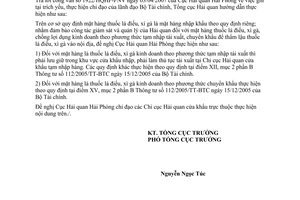 Công văn 3201/TCHQ-GSQL  thủ tục hải quan thuốc lá điếu, xì gà tạm nhập tái xuất, chuyển khẩu