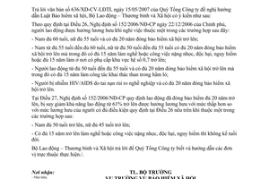 Công văn 2099/LĐTBXH-BHXH  giải quyết chế độ người lao động