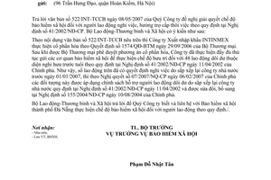 Công văn  2102/BLĐTBXH-BHXH  giải quyết chế độ bảo hiểm xã hội  người lao động