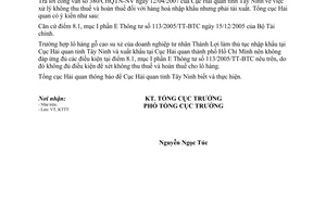 Công văn  3328/TCHQ-KTTT  xử lý thuế hàng nhập khẩu