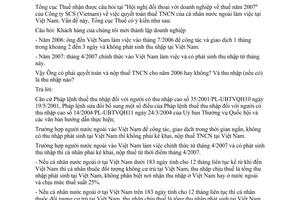 Công văn 2401/TCT-TNCN quyết toán thuế TNCN của cá nhân nước ngoài tại VN