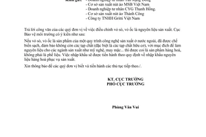 Công văn  1371/BVMT nhập khẩu vỏ sò, ốc