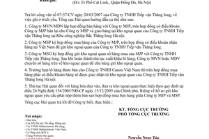 Công văn  3601/TCHQ-GSQL  thủ tục xuất nhập khẩu hàng hóa qua kho ngoại quan