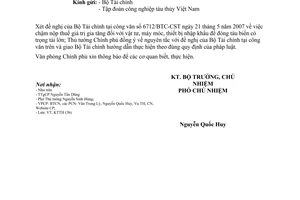 Công văn  3007/VPCP-KTTH  nộp thuế giá trị gia tăng  vật tư, máy móc, thiết bị nhập khẩu  đóng tàu biển