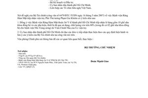 Công văn 2982/VPCP-QHQT  Bệnh viện Răng Hàm Mặt  Hồ Chí Minh nhận viện trợ