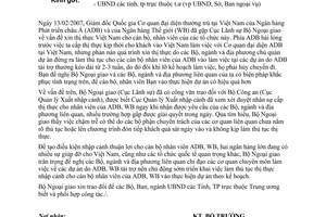 Công văn  1908/CV-BNG-LS vấn đề thị thực cho cán bộ, nhân viên ADB, WB