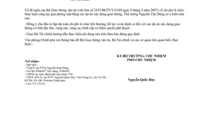 Công văn  3103/VPCP-CN chi phí tổ chức thực hiện công tác giải phóng mặt bằng các dự án xây dựng giao thông