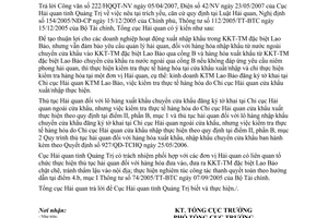 Công văn  3093/TCHQ-GSQL  thủ tục hải quan hàng hóa đưa vào, đưa ra khu thương mại Lao Bảo