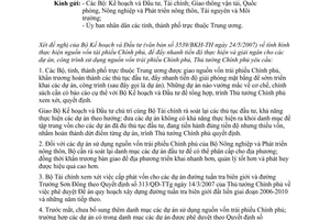 Công văn  721/TTg-KTTH  triển khai thực hiện các dự án, công trình sử dụng nguồn vốn trái phiếu Chính phủ