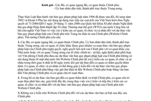 Công văn  732/TTg-TCCB  xin ý kiến các cơ quan, tổ chức và cá nhân dự thảo văn bản quy phạm pháp luật của Chính phủ trên Website Chính phủ