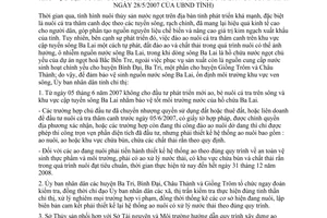 Chỉ thị 14/2007/CT-UBND quản lý nuôi cá tra thâm canh sông Ba Lai Bến Tre