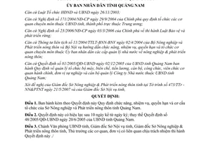 Quyết định 14/2007/QĐ-UBND chức năng nhiệm vụ Sở Nông nghiệp Quảng Nam