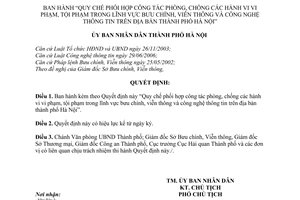 Quyết định 64/2007/QĐ-UBND Quy chế phối hợp công tác phòng chống hành vi vi phạm tội phạm lĩnh vực bưu chính viễn thông Hà Nội