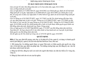 Quyết định 29/2007/QĐ-UBND mức thu, tỷ lệ phân bổ số thu, quản lý, sử dụng