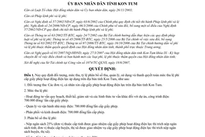 Quyết định 22/2007/QĐ-UBND mức thu lệ phí cấp giấy phép hoạt động điện lực