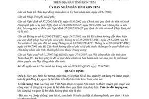Quyết định 30/2007/QĐ-UBND mức thu tỷ lệ phân bổ số thu quản lý lệ phí đăng ký hộ khẩu Kon Tum