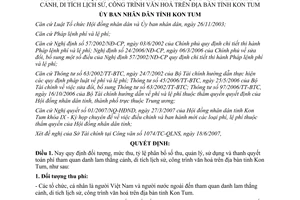 Quyết định 25/2007/QĐ-UBND mức thu phân bổ quản lý phí tham quan danh lam thắng cảnh Kon Tum