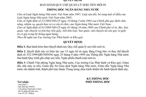 Quyết định 28/2007/QĐ-NHNN Quy chế quản lý seri tiền mới in