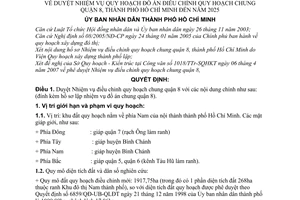 Quyết định 2674/QĐ-UBND duyệt Nhiệm vụ quy hoạch đồ án điều chỉnh quy hoạch chung quận 8, thành phố Hồ Chí Minh đến năm 2025