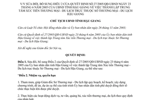 Quyết định 11/2007/QĐ-UBND sửa đổi quy định thành lập Trung tâm Xúc tiến Thương mại Hậu Giang