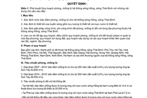 Quyết định 92/2007/QĐ-TTg phê duyệt Quy hoạch phòng chống lũ hệ thống sông Hồng Thái Bình